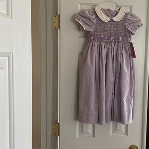 Dress L, lavender checkered.